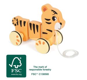 small foot Wooden pull toy Tiger